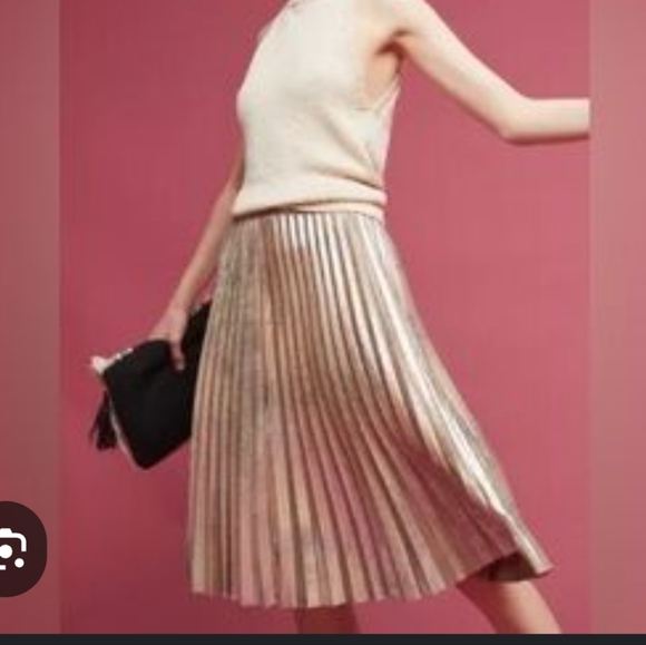 Maeve Dresses & Skirts - Maeve Shiny Gold Pleated Midi Skirt